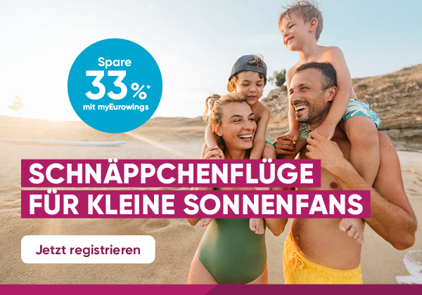 Spare 33 %* auf den Flugpreis deiner Kinder â€“ fliegt gemeinsam in die Sonne.